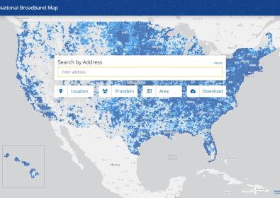 Homepage screenshot of National Broadband Map